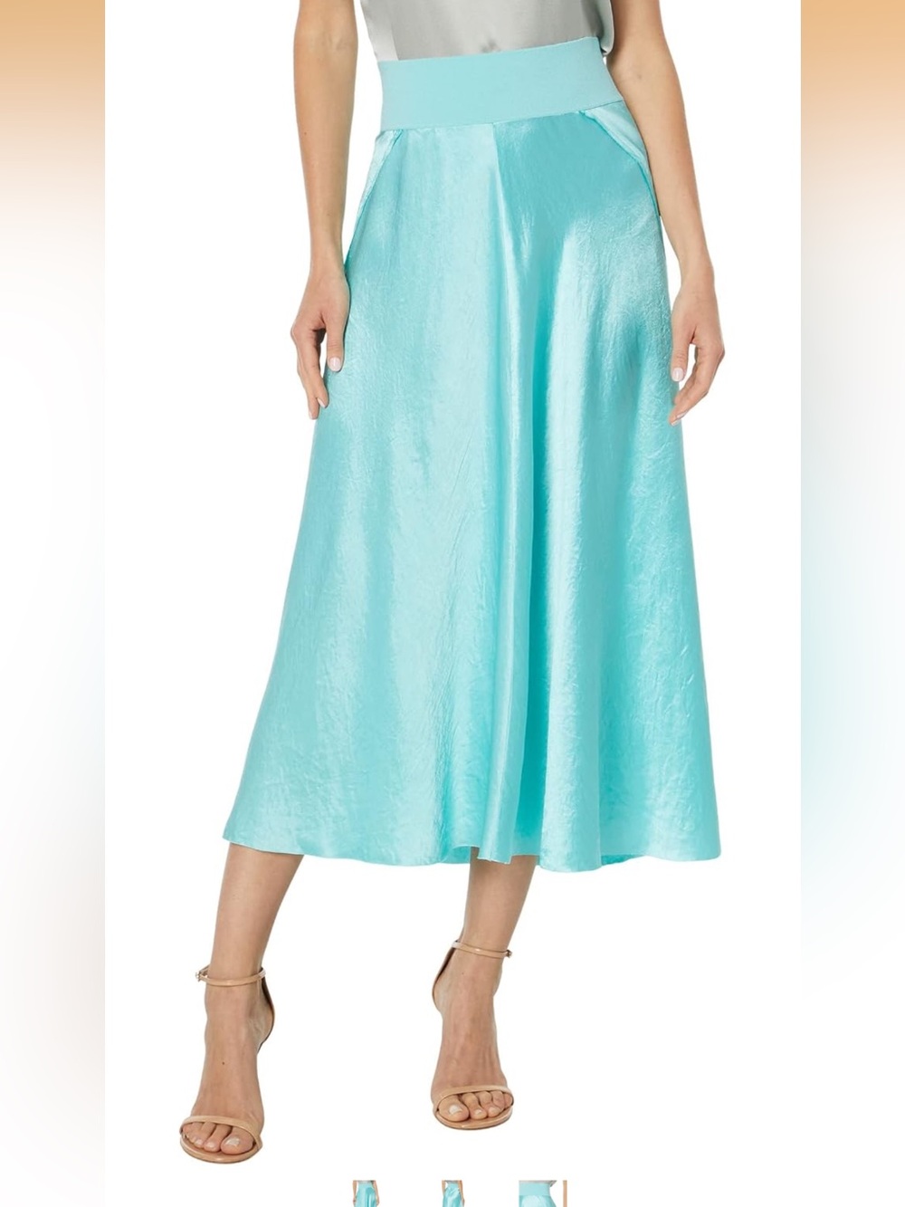 Vince Satin Maxi Skirt in Teal / Aqua blue
